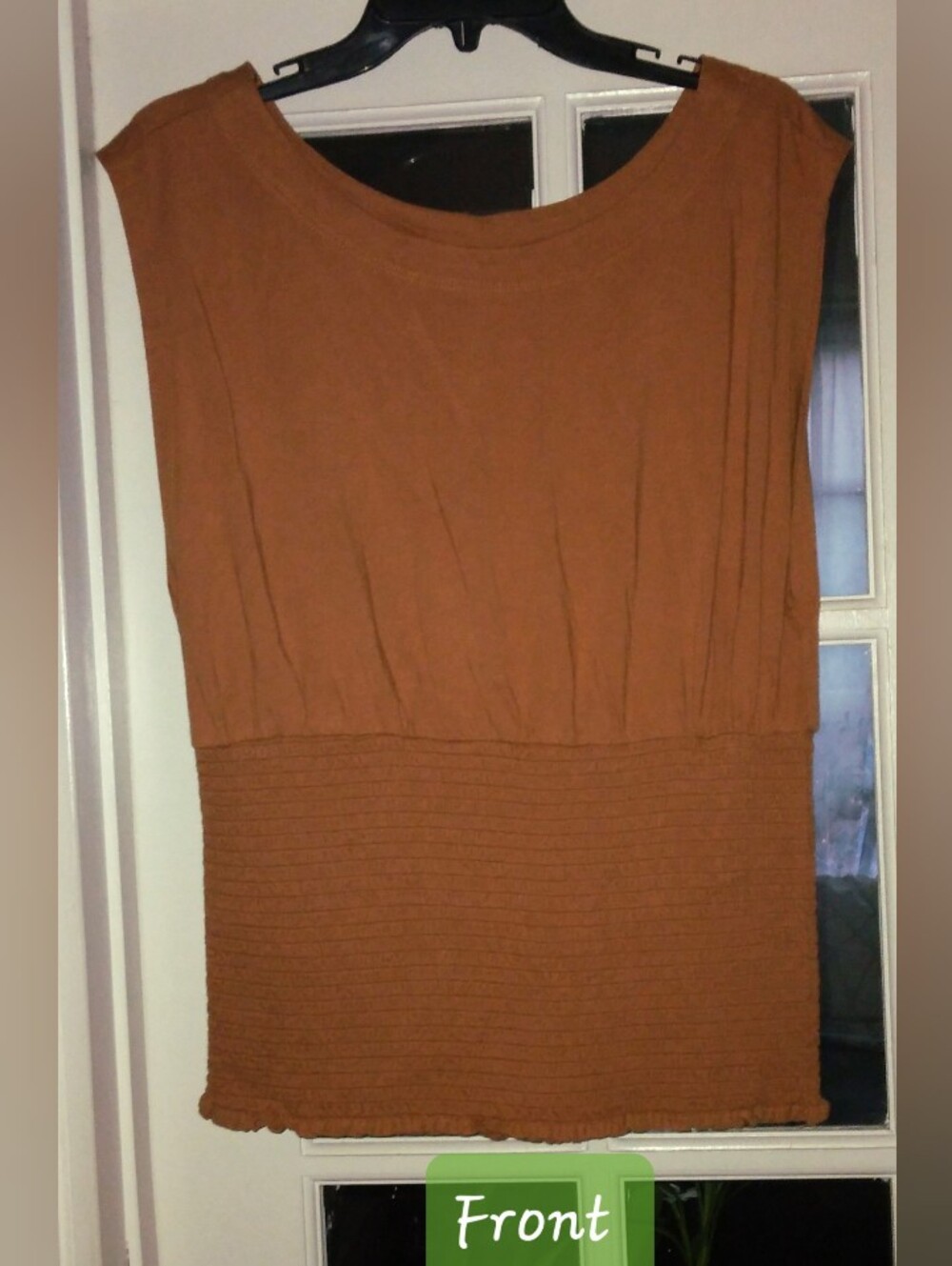 Pilcro Sleeveless Tank Top with Shirring in Rust